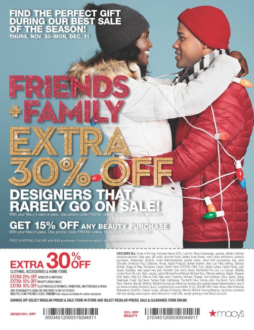 Macy's friends and hot sale family promo code