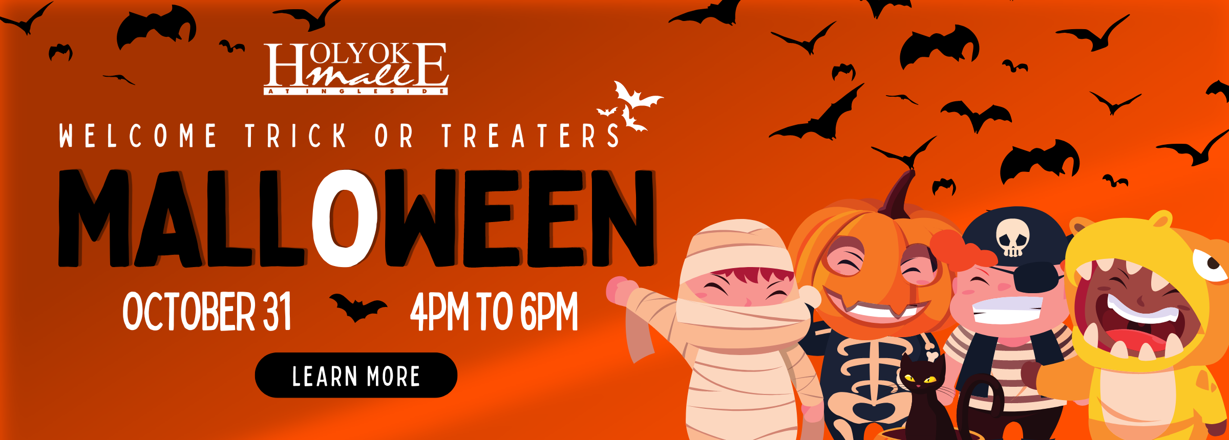 Welcome trick or treaters. Malloween is on October 31 from 4-6PM. Click for more information.