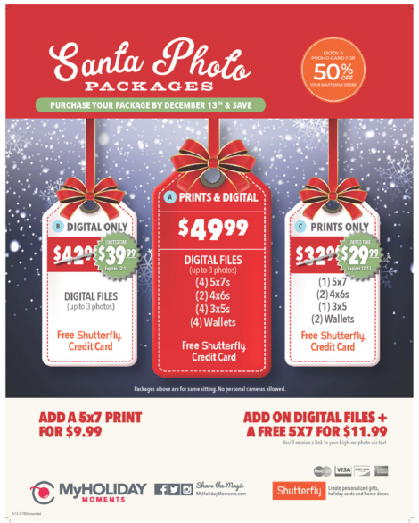 Santa Photo Price Sheet