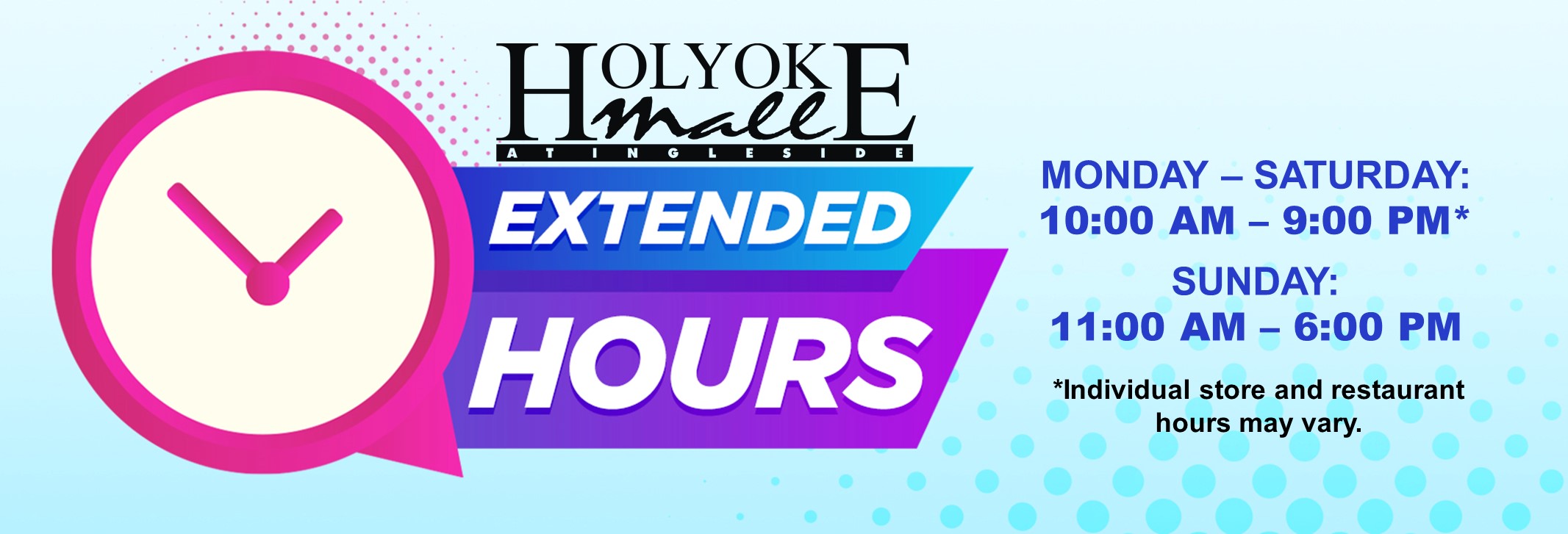 Holyoke Mall extended hours Blog Post Feature Image