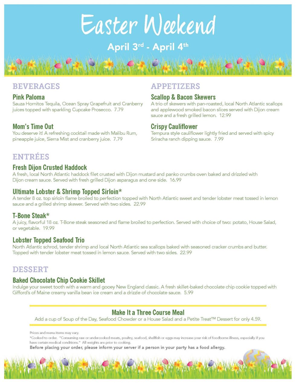 Pub clearance 99 menu