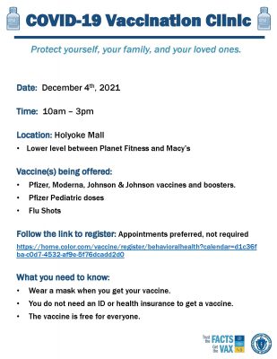 Holyoke Mall Vaccine Clinic 12 4