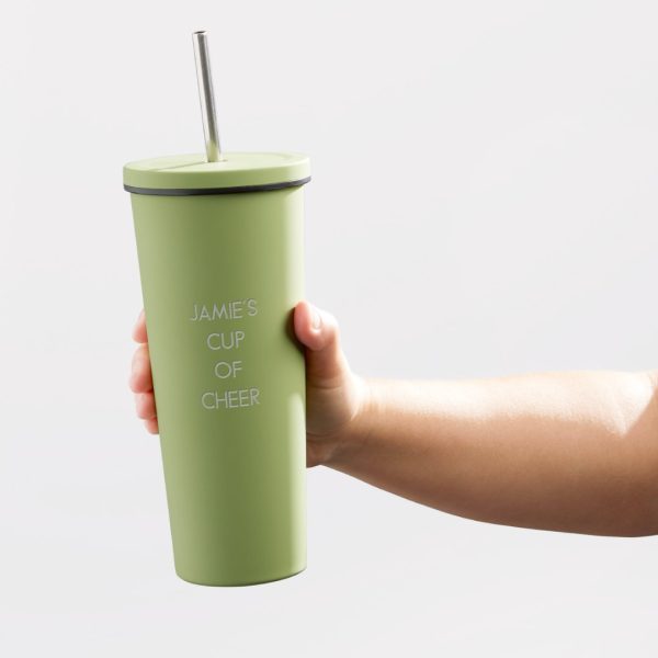Personalized Drinkware Engravel travel tumbler at a personalized gift store inside shopping mall.