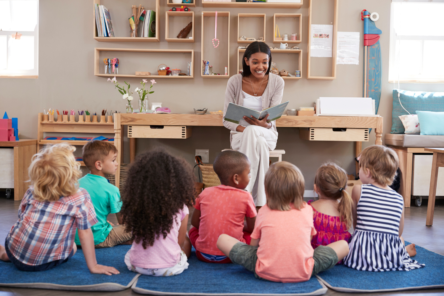 Teacher reading to students