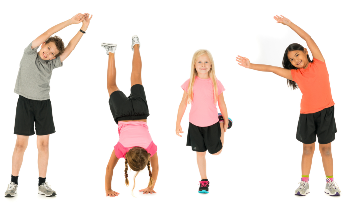 Children stretching getting ready to exercise