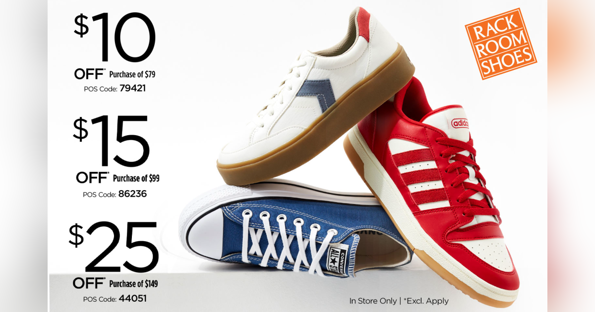 Rack Room Shoes Campaign 28 Up to 25 OFF your purchase of 150 or more. EN 1200x630
